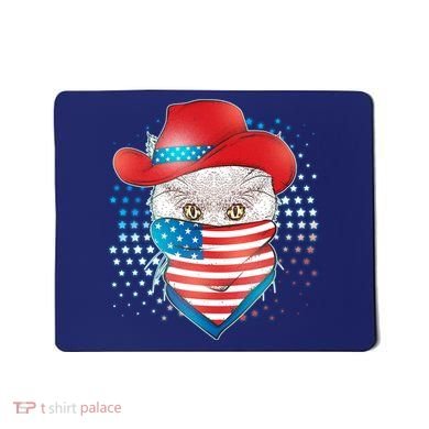 Red White and Blue Cowboy Cat Mousepad