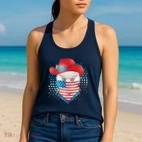 Red White and Blue Cowboy Cat Women's Tank Top thumb 2