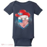 Red White and Blue Cowboy Cat Baby Bodysuit thumb 0