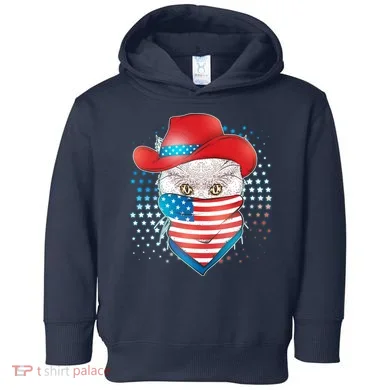 Red White and Blue Cowboy Cat Toddler Hoodie