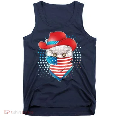 Red White and Blue Cowboy Cat Tank Top