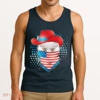 Red White and Blue Cowboy Cat Tank Top thumb 3