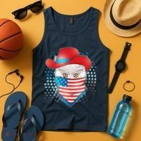 Red White and Blue Cowboy Cat Tank Top thumb 4