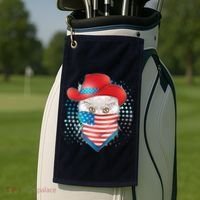 Red White and Blue Cowboy Cat Golf Towel thumb 2