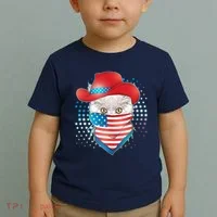 Red White and Blue Cowboy Cat Toddler T-Shirt thumb 2
