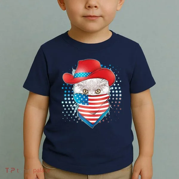 Red White and Blue Cowboy Cat Toddler T-Shirt
