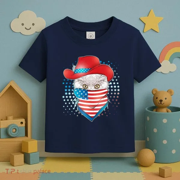 Red White and Blue Cowboy Cat Toddler T-Shirt