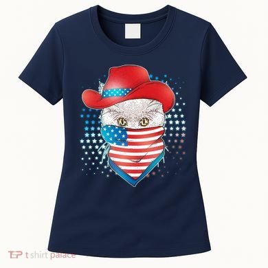Red White and Blue Cowboy Cat Women's T-Shirt