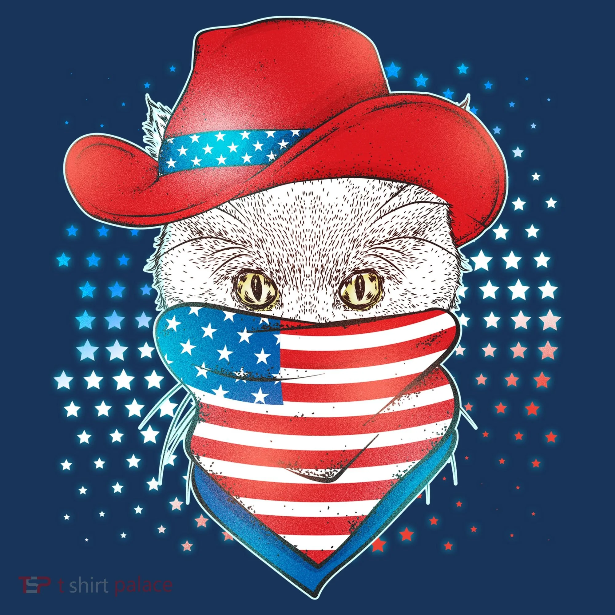 Red White and Blue Cowboy Cat Women's T-Shirt