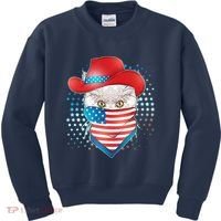 Red White and Blue Cowboy Cat Kids Sweatshirt thumb 0