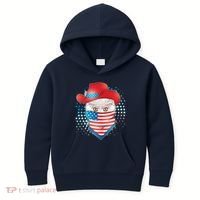 Red White and Blue Cowboy Cat Kids Hoodie thumb 0