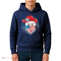 Red White and Blue Cowboy Cat Kids Hoodie thumb 4