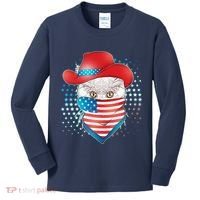 Red White and Blue Cowboy Cat Kids Long Sleeve Shirt thumb 0