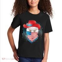 Red White and Blue Cowboy Cat Kids T-Shirt thumb 2