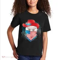 Red White and Blue Cowboy Cat Kids T-Shirt thumb 2