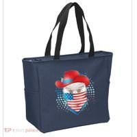 Red White and Blue Cowboy Cat Tote Bag thumb 2