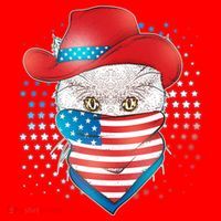 Red White and Blue Cowboy Cat Santa Hat thumb 1