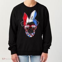 Red White And Blue Hipster Pug Women's Sweatshirt thumb 0