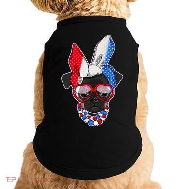 Red White And Blue Hipster Pug Doggie Tank