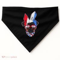 Red White And Blue Hipster Pug USA-Made Doggie Bandana thumb 0
