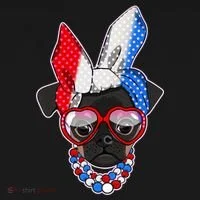 Red White And Blue Hipster Pug Bucket Hat thumb 4