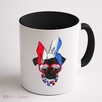 Red White And Blue Hipster Pug Coffee Mug thumb 1