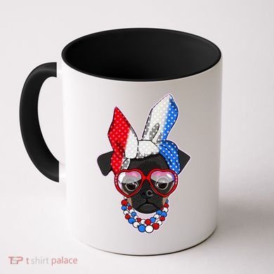 Red White And Blue Hipster Pug Coffee Mug