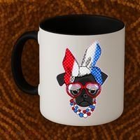 Red White And Blue Hipster Pug Coffee Mug thumb 2