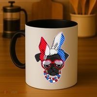Red White And Blue Hipster Pug Coffee Mug thumb 4