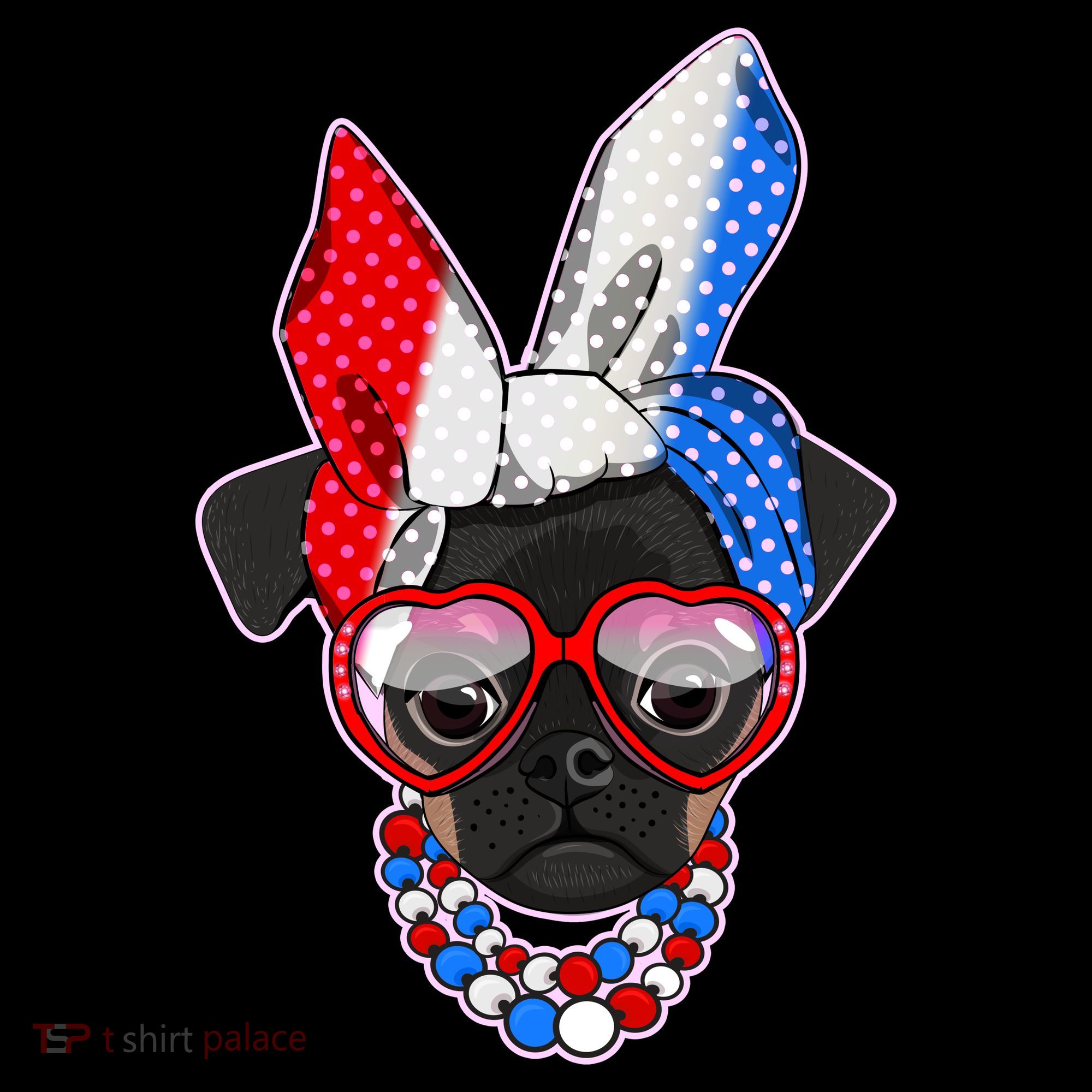 Red White And Blue Hipster Pug Coffee Mug