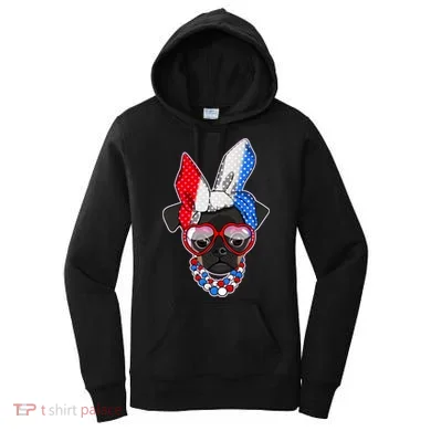 Red White And Blue Hipster Pug Women's Hoodie