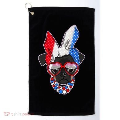 Red White And Blue Hipster Pug Golf Towel