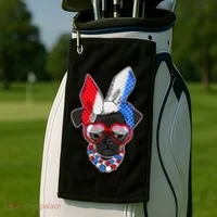 Red White And Blue Hipster Pug Golf Towel thumb 2