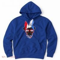 Red White And Blue Hipster Pug Hoodie thumb 0