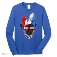 Red White And Blue Hipster Pug Long Sleeve Shirt thumb 0