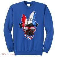 Red White And Blue Hipster Pug Sweatshirt thumb 0