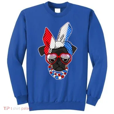 Red White And Blue Hipster Pug Sweatshirt