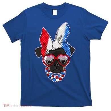 Red White And Blue Hipster Pug T-Shirt