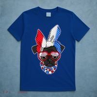 Red White And Blue Hipster Pug T-Shirt thumb 5