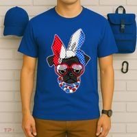 Red White And Blue Hipster Pug T-Shirt thumb 6