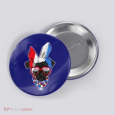Red White And Blue Hipster Pug Button
