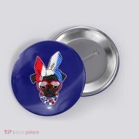 Red White And Blue Hipster Pug Button thumb 0