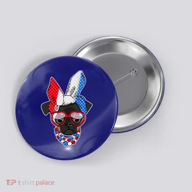 Red White And Blue Hipster Pug Button