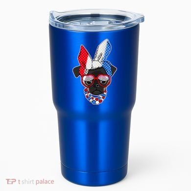 Red White And Blue Hipster Pug Tumbler