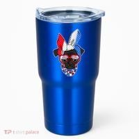 Red White And Blue Hipster Pug Tumbler thumb 0