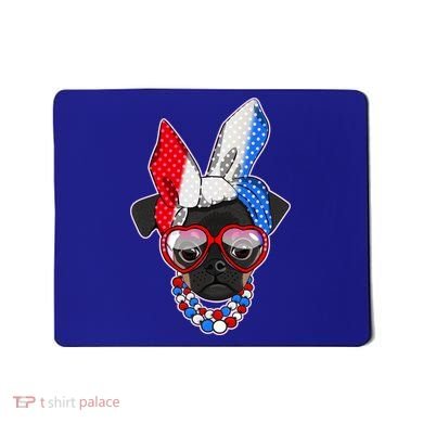 Red White And Blue Hipster Pug Mousepad