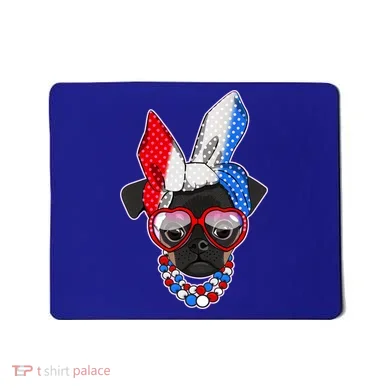 Red White And Blue Hipster Pug Mousepad