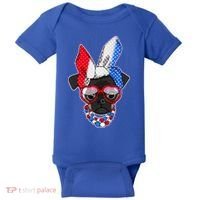 Red White And Blue Hipster Pug Baby Bodysuit thumb 0