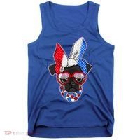 Red White And Blue Hipster Pug Tank Top thumb 0