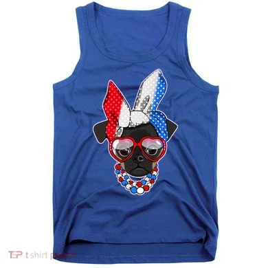 Red White And Blue Hipster Pug Tank Top